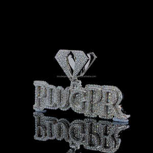VVS Moissanite PASS เครื่องทดสอบเพชร HIPHOP ตัวอักษร "plugpr" จี้925สเตอร์ลิงชุบทองที่กำหนดเองจี้ประกาย
