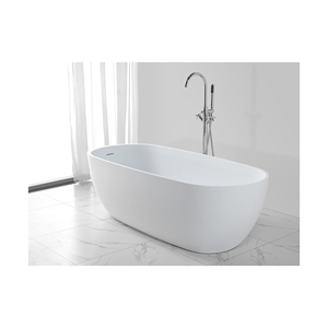 Bañera de baño de mármol de superficie sólida al por mayor con diseño tradicional para remojar con accesorio de drenaje a precio competitivo - Product Image 3