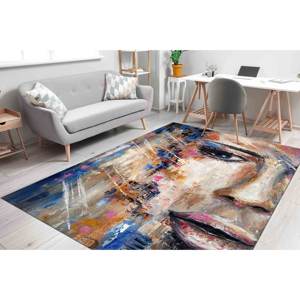 Tapis d'art portrait de femme : Décoration moderne pour salon, tapis à poils doux - Product Image 1