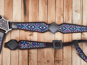 High Quality <b>Leather</b> Horse Tack Set Western Style Breast Collar & Headstall with Floral <b>Tooling</b> Wholesale from Direct Factory - Product Image 3