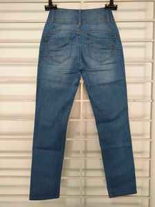 Femmes à la mode Style décontracté jambe droite taille moyenne jean 100% coton Denim bouton braguette respirant Anti-rides broderie pour - Product Image 3