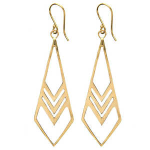 ต่างหูทองเหลืองต่างหูดีไซน์คลาสสิกสำหรับผู้หญิง - Product Image 2