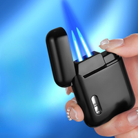 Briquet DEBANG à double flamme, multi-scénarios, en alliage de zinc, rechargeable, coupe-vent, portable, écologique, au butane