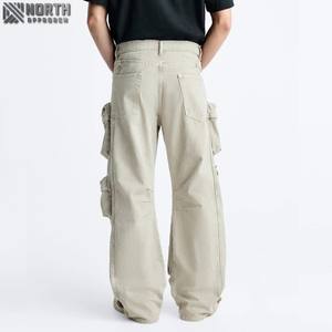 Jeans décontractés pour hommes solides pour lavage léger séchage rapide fermeture éclair décorations personnalisé Denim Cargo utilitaire printemps été automne - Product Image 2