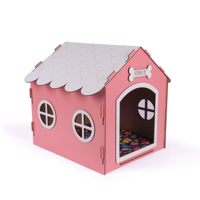 Nichoir pour chien en MDF rose, décoratif, avec impression de nom personnalisée, design pliable, style moderne, rectangulaire, 42x42x38cm, pour petits animaux