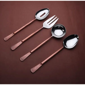 Stainless Steel Silverware Tabletop <b>Flatware</b> Dinnerware Food Serving Set With Copper Handle Elegant Cutlery <b>Flatware</b> Set - Product Image 3