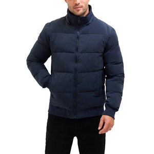 เสื้อแจ็คเก็ตพัฟเฟอร์กันน้ำคุณภาพสูงแบบมีฮู้ด สไตล์สตรีทแวร์สำหรับฤดูหนาว ปักลายได้ตามสั่ง ซิปยาวเต็มตัว สีกรมท่า ทรงพอดีตัว - Product Image 2