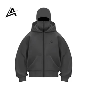 Sweat-shirt sport à capuche double en coton et polyester pour homme, coupe ample, fermeture éclair, poids lourd, vente en gros Aifran - Product Image 2