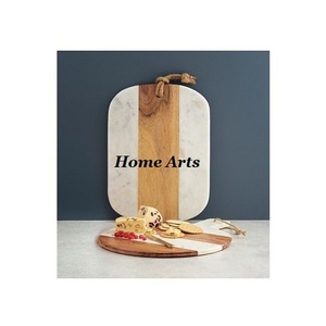 Ensemble de 2 planches à fromage de tailles et formes différentes, design attrayant, en bois et en marbre, pour une utilisation en cuisine - Product Image 1