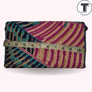 Sac à perles multicolores avec poignée, sac à main, sac à main décontracté, artisanat indien, fait à la main, sac baguette, - Product Image 5