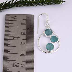 925 boucles d'oreilles en argent Sterling naturel Aqua calcédoine pierres précieuses boucles d'oreilles Collection boucle d'oreille à la mode pour la fête de cadeau de mariage - Product Image 2