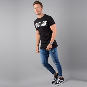 Camiseta de palangre negra para hombre-Slim Fit, 100% algodón peinado hilado con anillo fino, 200 gsm - Product Image 3