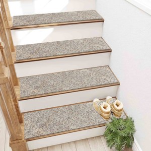 Alfombra beige moderna de estilo bohemio con estampado, tonos suaves, fácil de limpiar, lavable a máquina, alfombra de pasillo. - Product Image 3