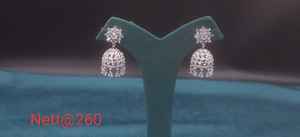 Exquisito diamante americano latón Jhumka pendientes conjunto de moda diseño hecho a mano mujeres IGI certificado brillo bodas fiestas - Product Image 6