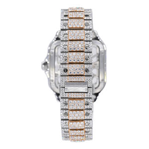 Reloj de Cuarzo Moissanite con Esfera de Cristal, Caja Negra y Dorada - Product Image 4