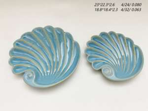 Vente en gros directe d'usine, plat décoratif en coquillage bleu nordique, plat de service, plat à gâteau, plat à dessert, plat à thé de l'après-midi - Product Image 3