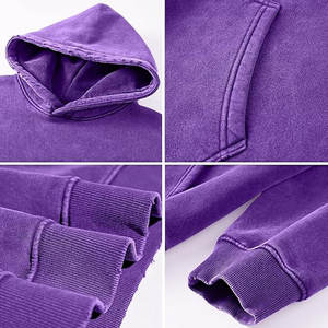 2024 New Fashion Style Cotton Sun Fade <b>Hoodie</b> Sweatshirt OEM Logo High Quality Acid Washed <b>Purple</b> Pullover 480gsm <b>Hoodie</b> - Product Image 3