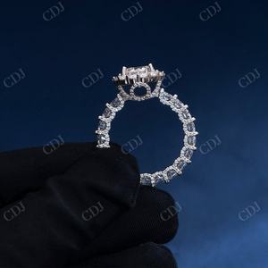 Anillo de Compromiso de Lujo con Halo de Moissanita VVS, Chapado en Oro Blanco, Certificado por GRA, el Mejor Regalo de Aniversario para Mujer - Product Image 2