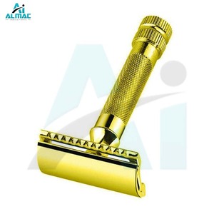 Maquinilla de afeitar de seguridad de lujo ALMAC, diseño dorado de alta calidad con Mango ergonómico de acero inoxidable para comodidad y control del afeitado - Product Image 1