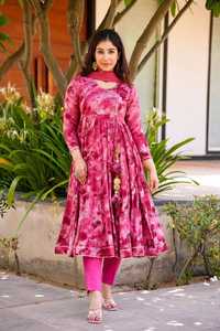 Nuevo Vestido Anarkali FABZONE de Alta Calidad, Diseño Indio para Ocasiones Especiales, en Seda y Algodón Georgette Estampado - Product Image 5
