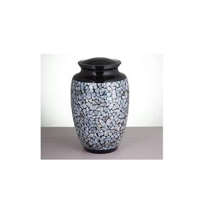 Urna Funeraria de Metal con Incrustaciones de Nácar Negro, Elegante Recuerdo Conmemorativo para Cenizas - Product Image 2