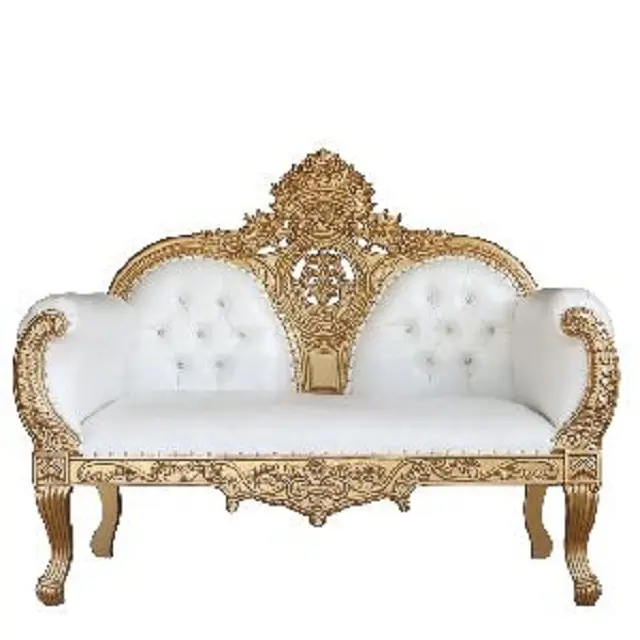 Роскошный свадебный сценический диван Luckygoods из белой и золотой ткани, набор диванов, мебель для гостиной на продажу