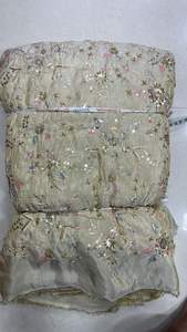 Tejido de viscosa pura con diseñador de contraste Pallu trabajado a mano, blusa pesada bordada, tela lujosa India - Product Image 4