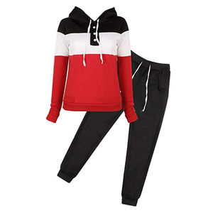 Conjunto Deportivo Personalizable para Mujer, 100% Algodón, Diseño Sólido, Chándal de Invierno, Liso/Simple - Product Image 1