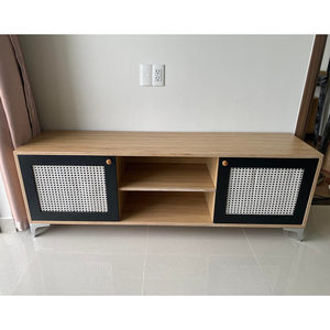 KTV68091 Modern and Traditional TV <b>Stand</b> with Mesh <b>Doors</b> Plywood MDF Wood for Living Room Bedroom or Home Office Furniture - Product Image 6