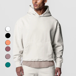 Sweat à capuche en molleton surdimensionné de haute qualité avec impression bouffante de poids lourd sweats à capuche décontractés en coton éponge française pour hommes - Product Image 1