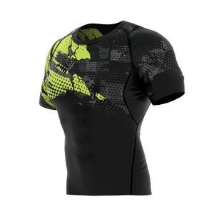 Venta caliente Adultos Hombres Sublimación Rash Guards Manga corta Cuello redondo Slim Fit Hombres Fighting Training Rash Guard - Product Image 3