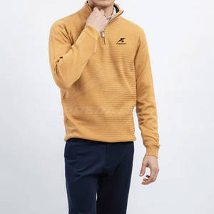 Cómodo suéter con cremallera de cuarto de mezcla de algodón de alta calidad y transpirable para ropa informal - Product Image 5