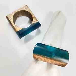 Anneaux de serviette pour la cuisine et la restauration, anneaux de serviette en agate, couleur blanche et brune, résine époxy polie, art fait à la main en Inde - Product Image 6