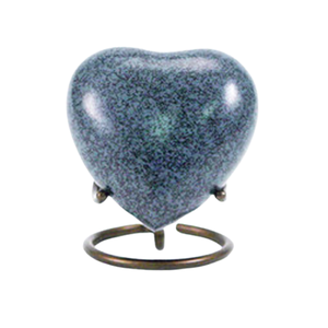 Blue Heart Top-Trending Cremation Urn Recuerdo de cenizas conmemorativas para adultos con caja de terciopelo hecha de metal - Product Image 1