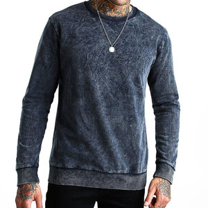 Suéteres desgastados Vintage de alta calidad, sudaderas para hombres, estampado de lavado ácido con cuello redondo en blanco personalizado para ropa de invierno - Product Image 1