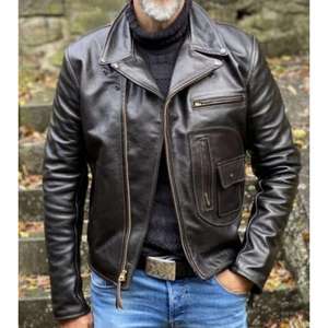 Blouson Racer en Cuir Véritable et Toile 100% Authentique, Imperméable, Coupe-Vent, Respirant, Col Mandarin, Fermeture Éclair, Coupe Droite – Vente en Gros - Product Image 4