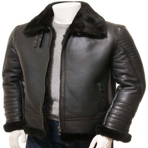 RIVIAN ATLANTIC Veste en cuir d'hiver décontractée pour hommes Manteau chaud en peau de mouton Sherpa véritable avec col en fourrure Veste tendance ODM Supply - Product Image 1