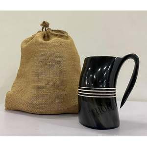 Tasse à corne médiévale en corne de boeuf Tasse à corne naturelle artisanale avec poignée à vendre Authentique - Product Image 2