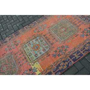 Vintage <b>Runner</b> Rug 3.9x11 ft, <b>Red</b> Plants & trees Turkish Wool Rug - Product Image 5
