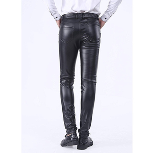 กางเกงหนังผู้ชายทรงตรง ดีไซน์เรียบหรู ตะเข็บทนทาน กางเกงหนังเทียมทรงตรงสำหรับผู้ชาย ขายออนไลน์ - Product Image 5