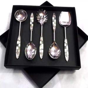 Cuchara de acero inoxidable hecha a mano de nuevo estilo, juego de 6 uds., utensilios de cocina para el hogar para bodas, fiestas de cumpleaños, juego de cucharas de cubiertos de Metal - Product Image 4