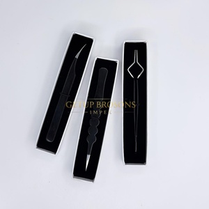 Pinzas para Extensión de Pestañas de Acero Inoxidable, Pinzas de Aislamiento con Punta de Fibra, Recubrimiento en Polvo Negro Brillante, Herramienta Profesional para Pestañas - Product Image 4