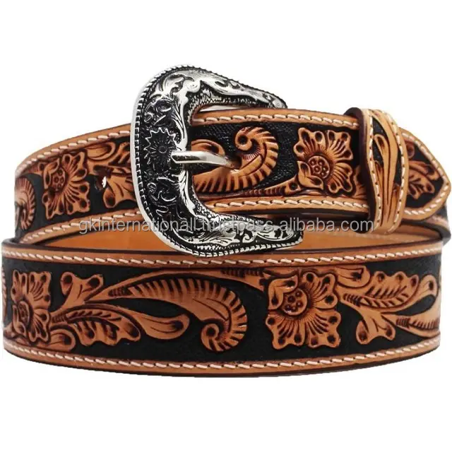 Nouvelle tendance vente chaude hommes et femmes Western Cowboy Cowgirl ceinture d'outillage sculptée à la main ceinture antique vieille ceinture en cuir d'origine