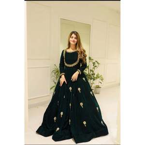 green velvet dress pakistan 3 Pcs Emerald Green Velvet Dress – ALRUBAB COLLECTION