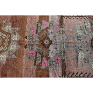 Kilim พรมขนสัตว์สีน้ำตาลน้ำเงินขนาด3.8x8.7ฟุต, พรมปอกระเจาสำหรับห้องนั่งเล่นงานเย็บปะลายโถงทางเดินลาเท็กซ์ - Product Image 5