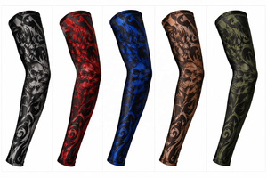 Manchons de compression unisexes à imprimé tatouage, protection anti-UV, pour cyclisme, course à pied, fitness en extérieur - Product Image 3
