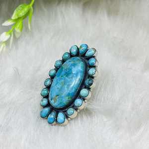 Bague turquoise ~ Argent sterling 925 ~ Fait main ~ Statement ~ Hippie ~ Bohème ~ Bijoux ~ Cadeau pour elle - Product Image 1