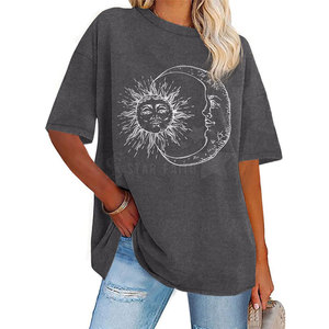 Camiseta Oversize para Mujer, Mezcla de Algodón, Holgada, Transpirable, Ligera, de Manga Corta, Diseño Liso, Estilo Moderno, Informal, para Uso Diario - Product Image 1