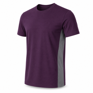 Camiseta de Algodón con Cuello Redondo y Paneles Laterales Grises al por Mayor, Ropa Casual Personalizada de Manga Corta para Hombre - Product Image 3