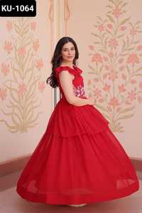 Most Beautiful women Party Wear and Wedding Festival Wear Faux Blooming With Beads Embroidered Work anarkali Gowns for Women - Product Image 4